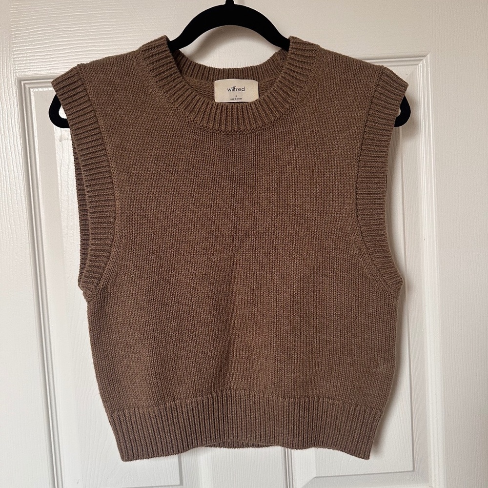 Aritzia cropped brown vest